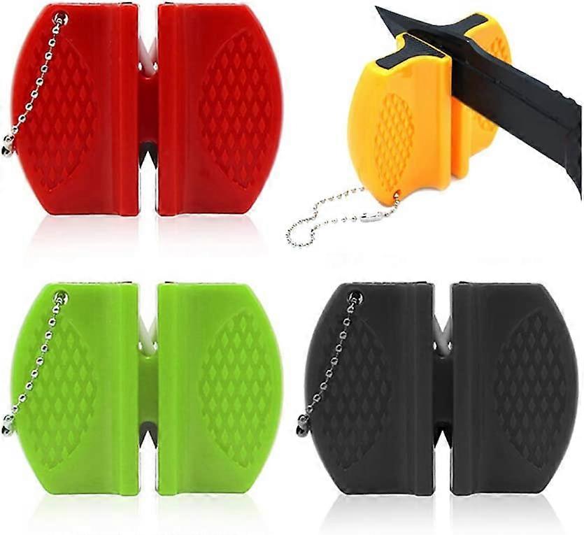 2PCS Portable Kitchen Knife Sharpener,Thick and Fine Steps Mini Pocket Knife Sharpening Tool(2 Colors Randomly