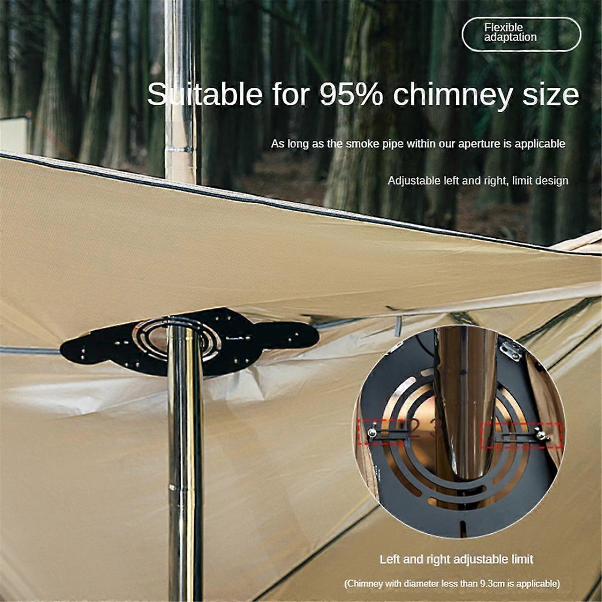 Jack per stufa per tenda calda con protezione del foro del camino altamente ignifugo per escursioni Tende ignifughe all'aperto Camino Nero