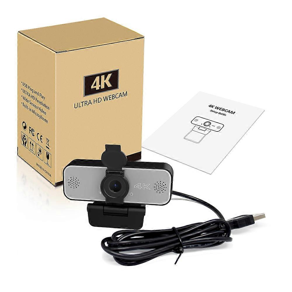 Computer Webcams with Stable Clamp Driver-Free Abs Built-In Microphone Fixed Focus Multi-Angle Rotation USB Plug 4K Webcams
