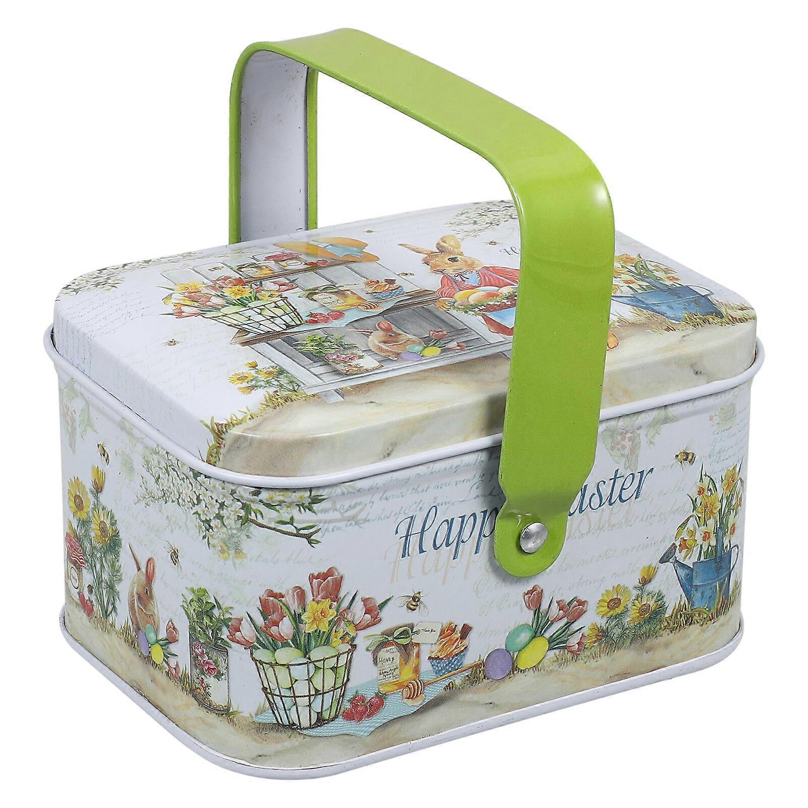 1pc Portable Candy Packing Box Easter Candy Box Tinplate Biscuit Container