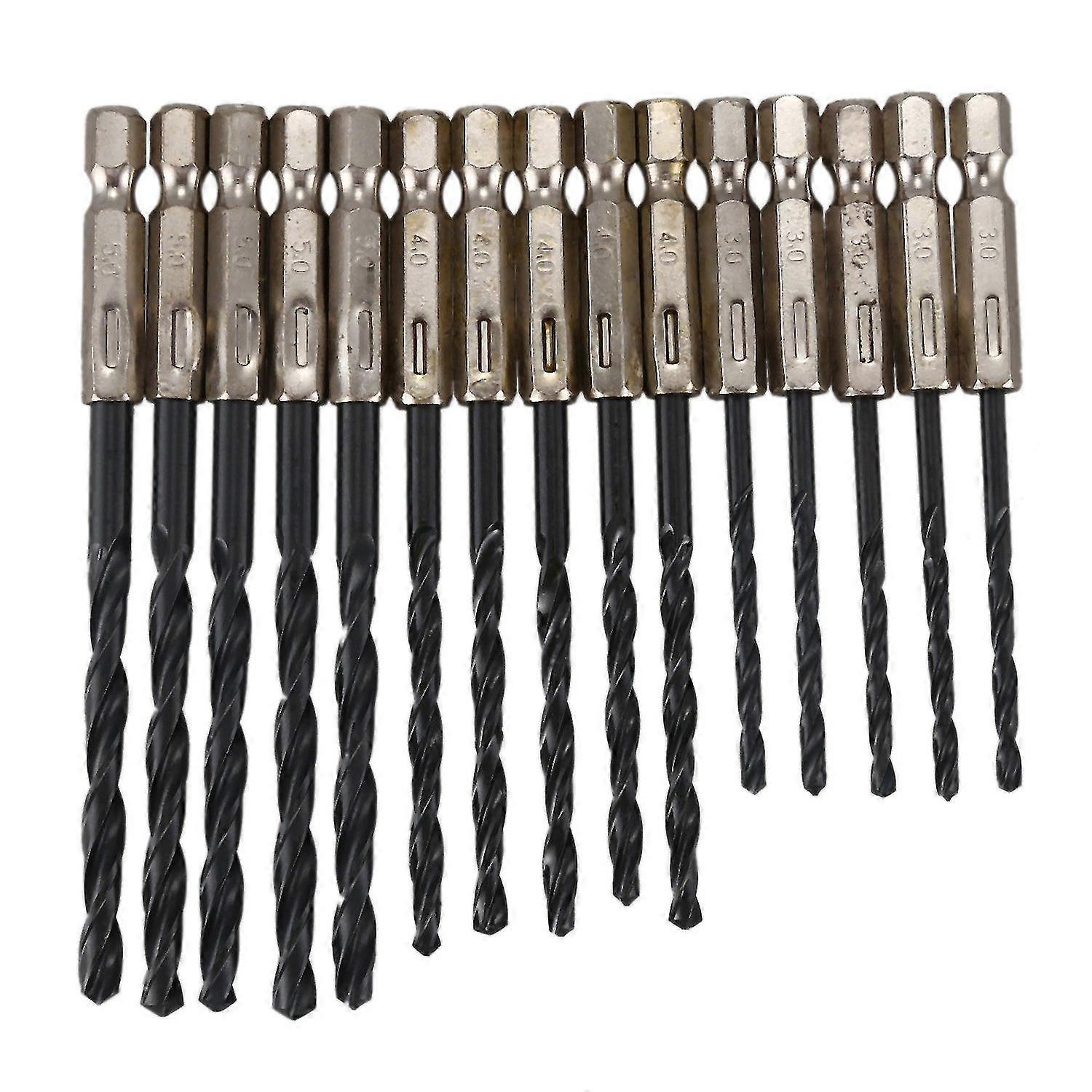 15 Pcs High Speed Steel Titanium Coated Drill Bits Set 3 4 5 Mm Hex