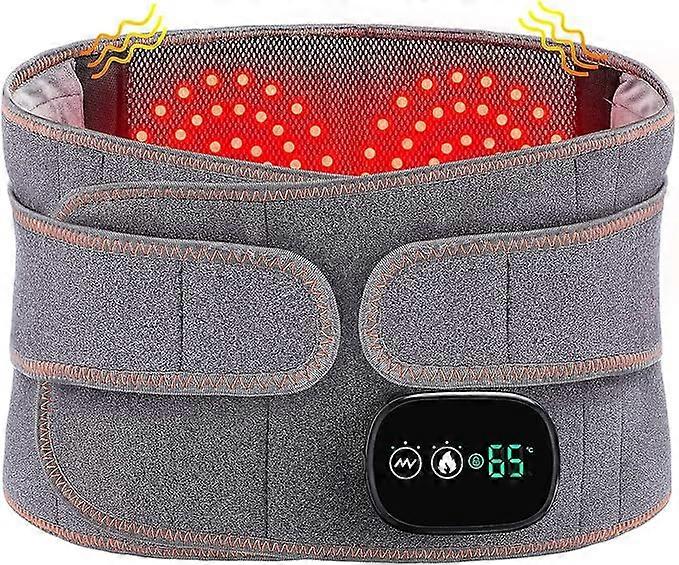 Cordless Heated Back Belt Abdomen Warmer Lumbar Support with 3 Fast Heating Massaging Modes, Touch Screen for Lower Back Pain Relief