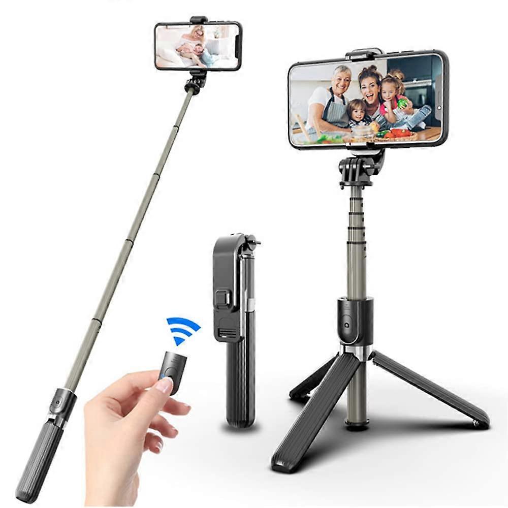 Bluetooth Selfie Stick, 3-i-1 selfiestangstativ Bluetooth-selfiestang Uttrekkbar teleskopisk justerbar monopod med avtakbar fjernkontroll & St