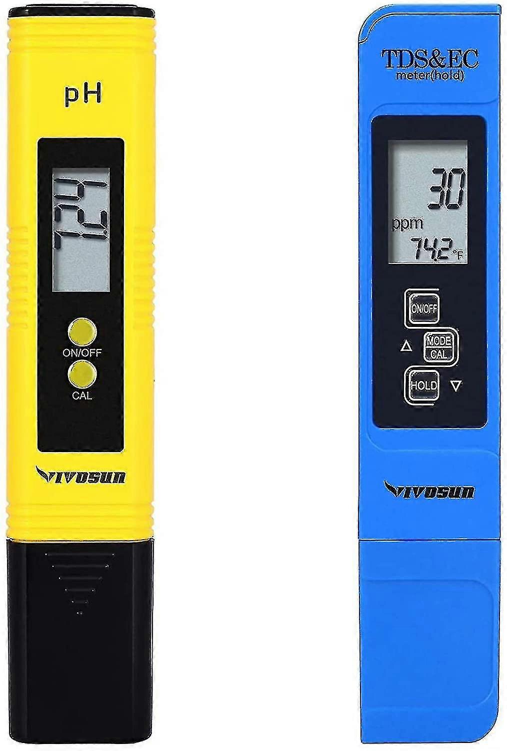 Vivosun Ph & Tds Meter Combo, 0.05ph High Accuracy Pen Type Ph Meter & +/- 2% Readout Accuracy 3-in-1 Tds Ec Temperature Meter Boris