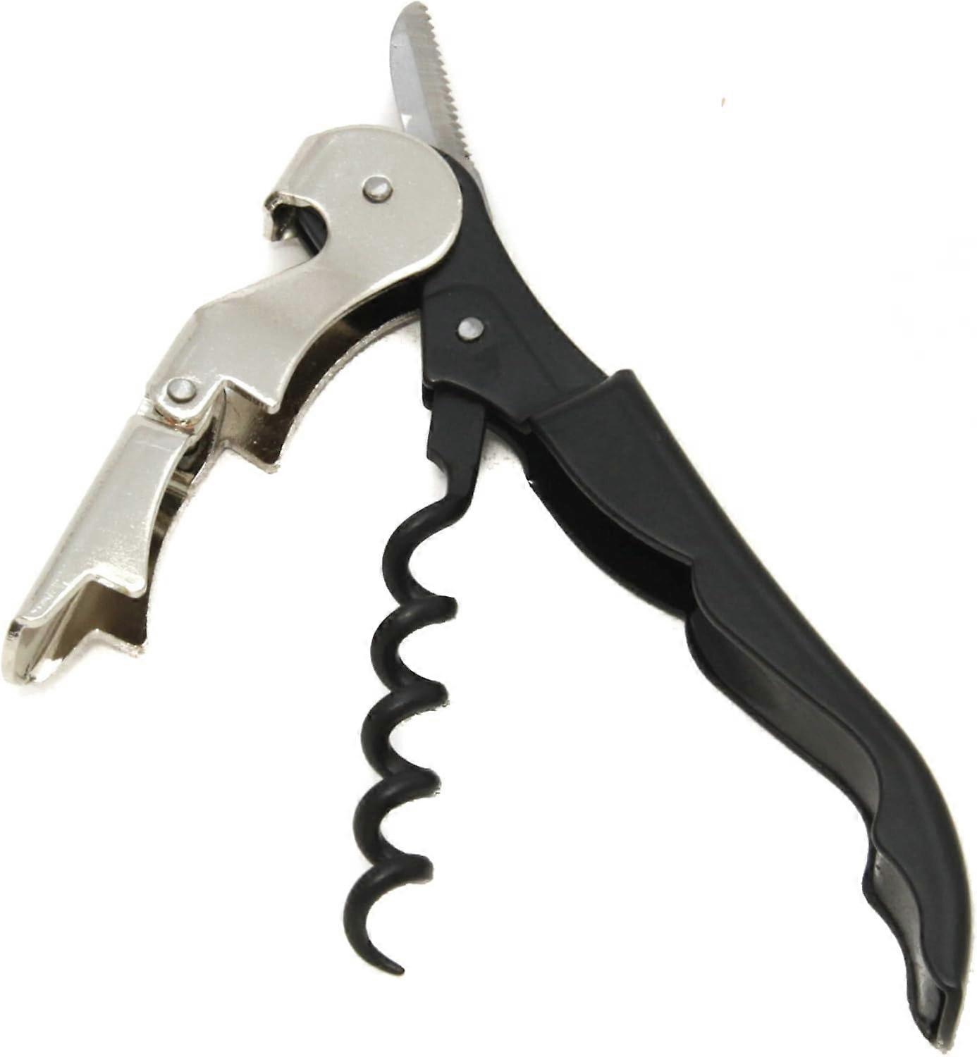 Corkscrew with Foil Cutter and Bottle Opener, 5 inches in Length, Stainless Steel/Black