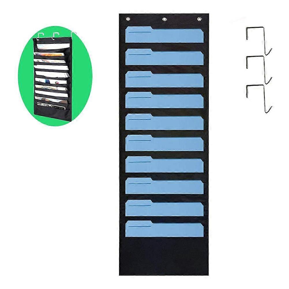 10 Pocket Wall Hanging File Organiser Storage Hanging File Folder for Papers Folders Charts Home Office