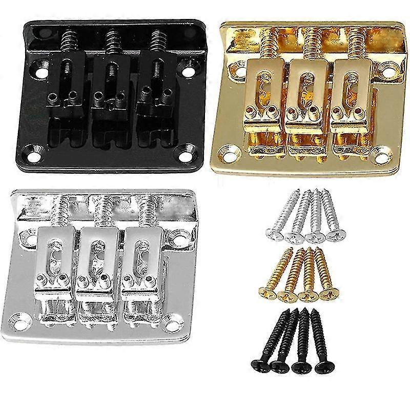 3pcs Adjustable 3 String Guitar Hard-tail Tailpiece Bridge For Electric Guitar