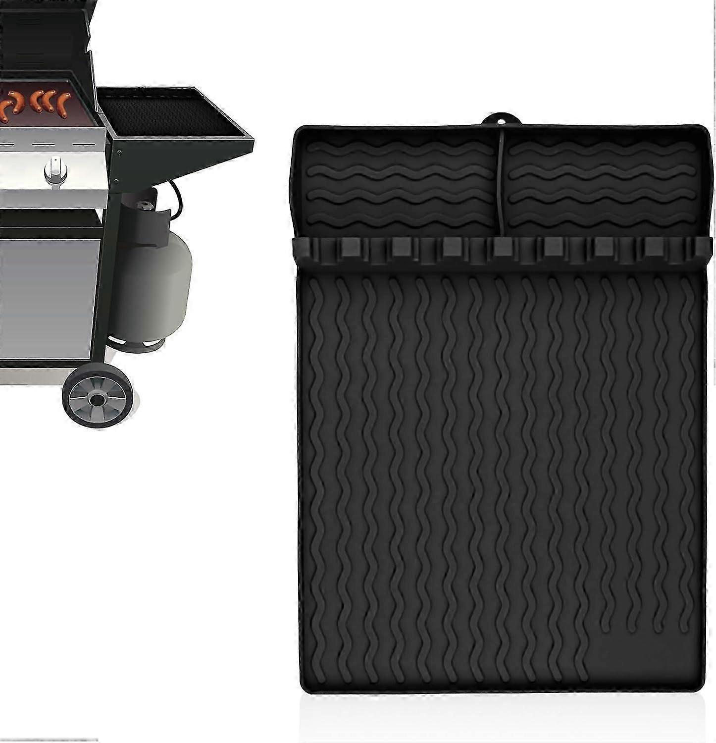 3 in 1 Grill Side Shelf Mat Silicone Grill Side Shelf Mat for Blackstone BBQ Grill with Drip Pad for Kitchen, Stovetop, Countertop, Anti- Slip