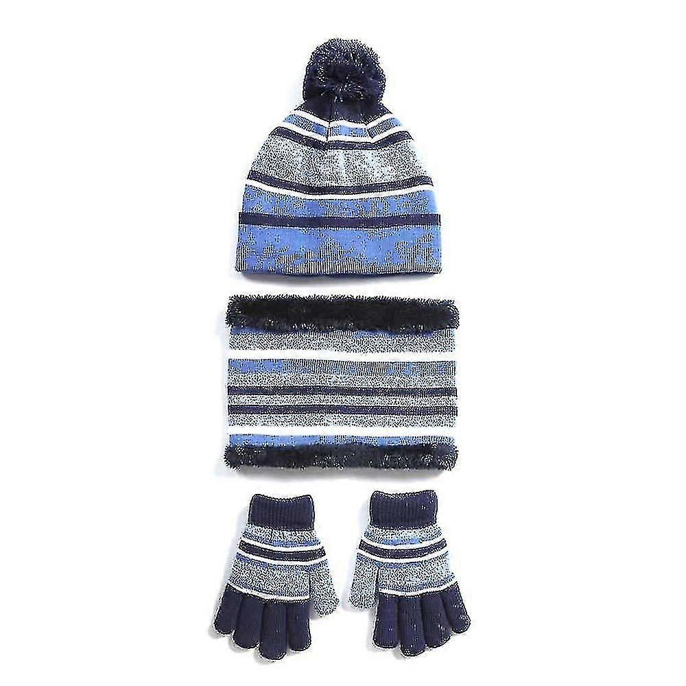 3pcs Kid Winter Hats Sciarpe Guanti Kit Knitted Warm Set