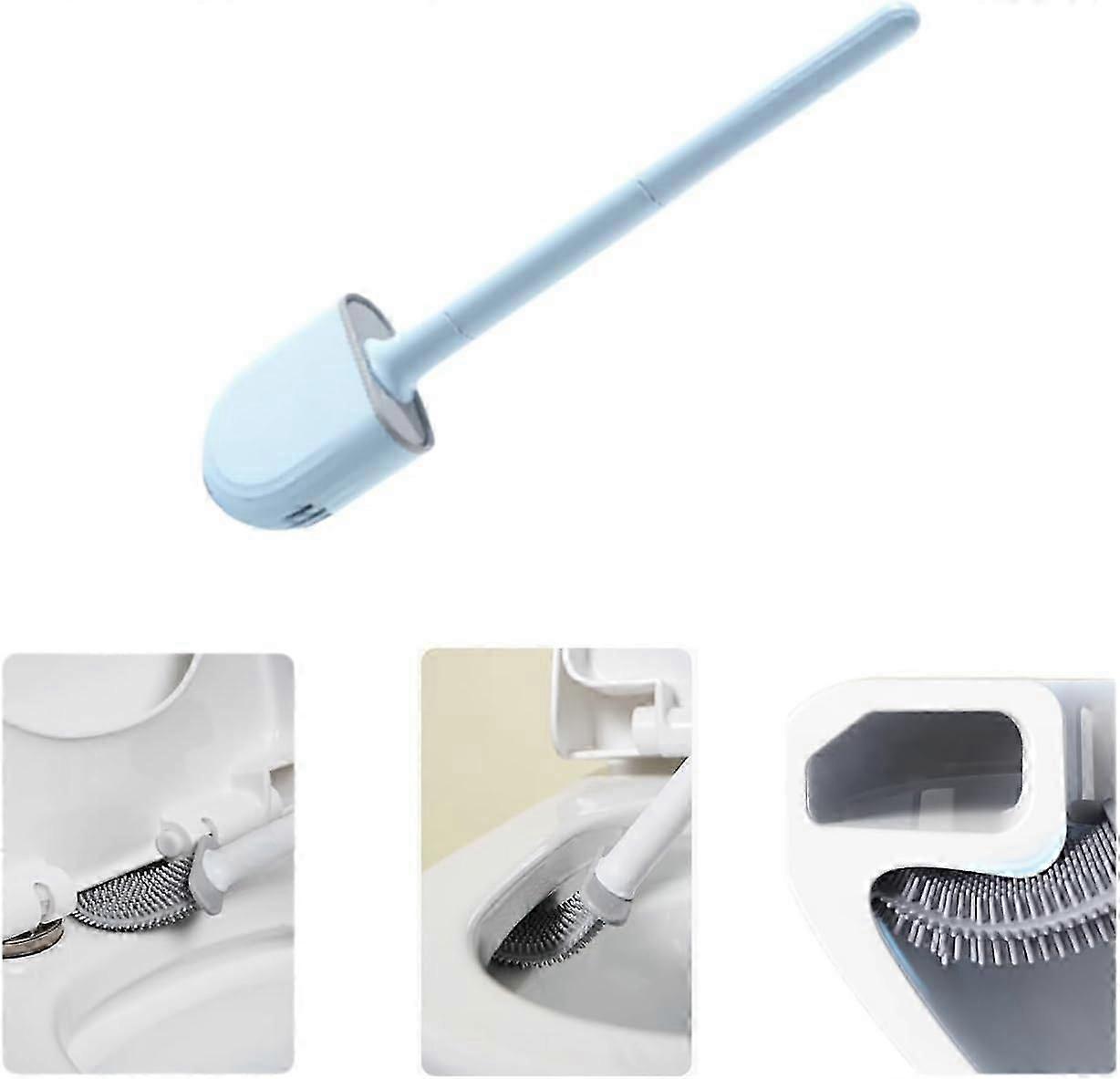 Flexible Silicone Toilet Brush with Bracket, Easy to Install and Store