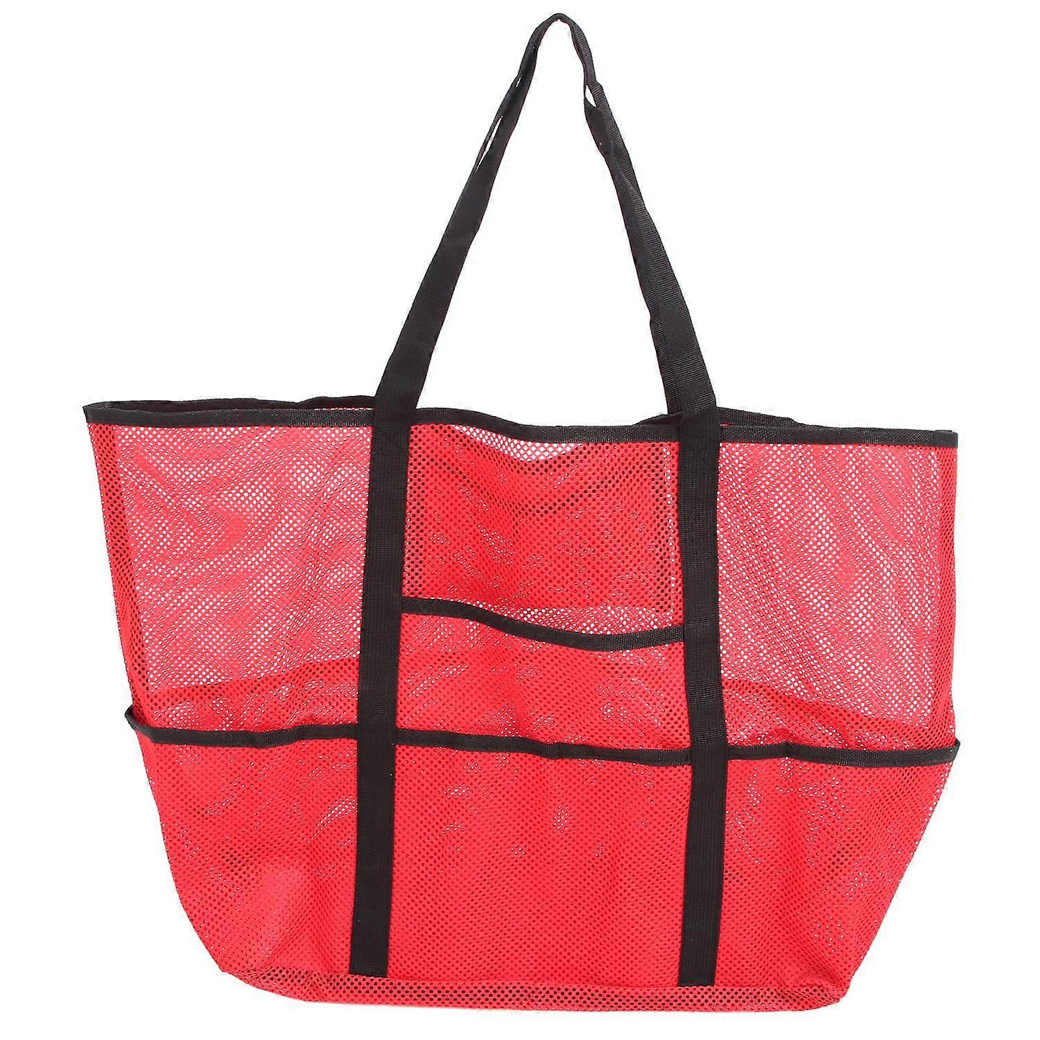 Mesh Beach Bag with 8 Pockets Waterproof Large Capacity Portable Handle Mesh Pool Bag for Vacation S