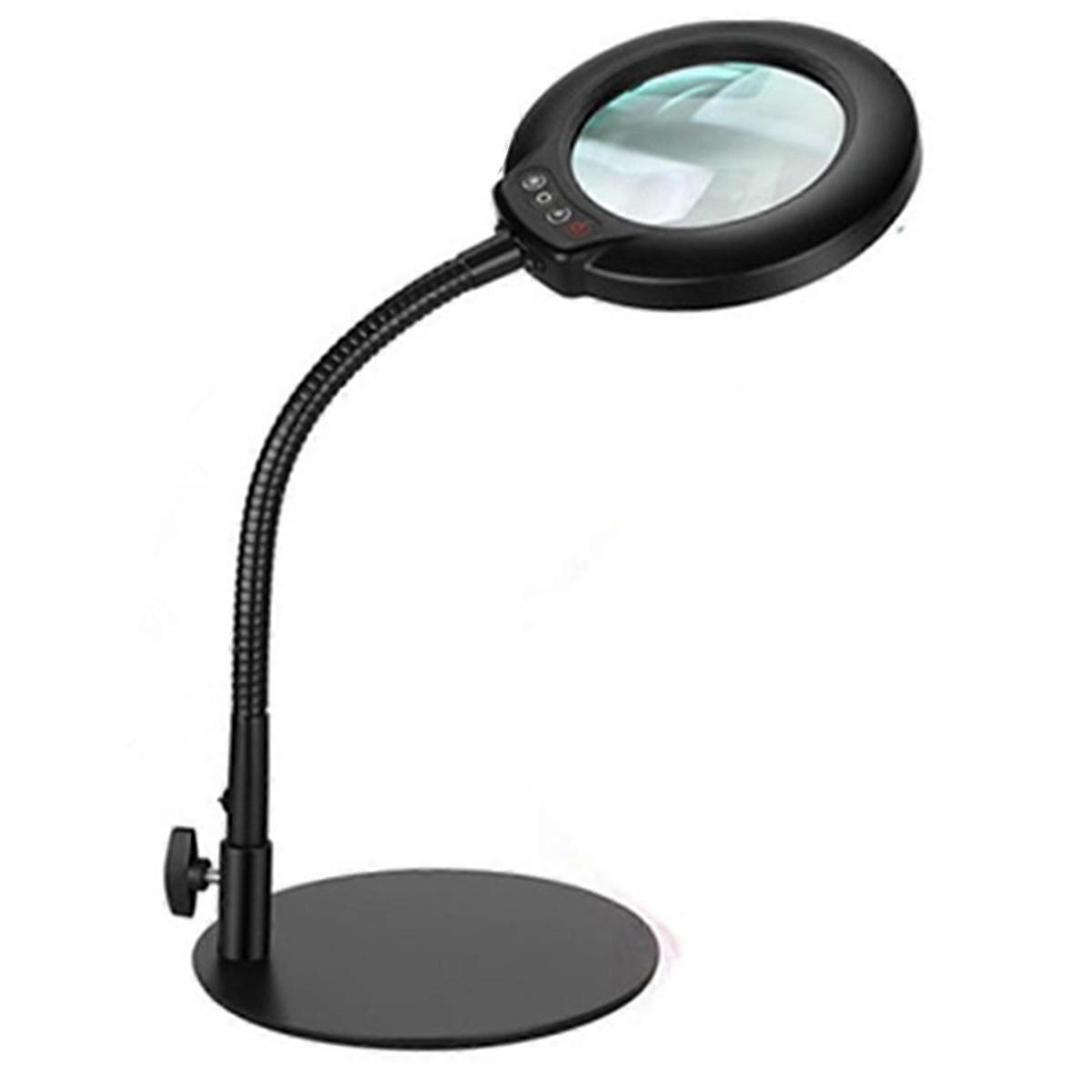 Flexible Gooseneck Lighted Magnifier with Stand 5 Color Modes Dimmable USB Reading Eye Protection S