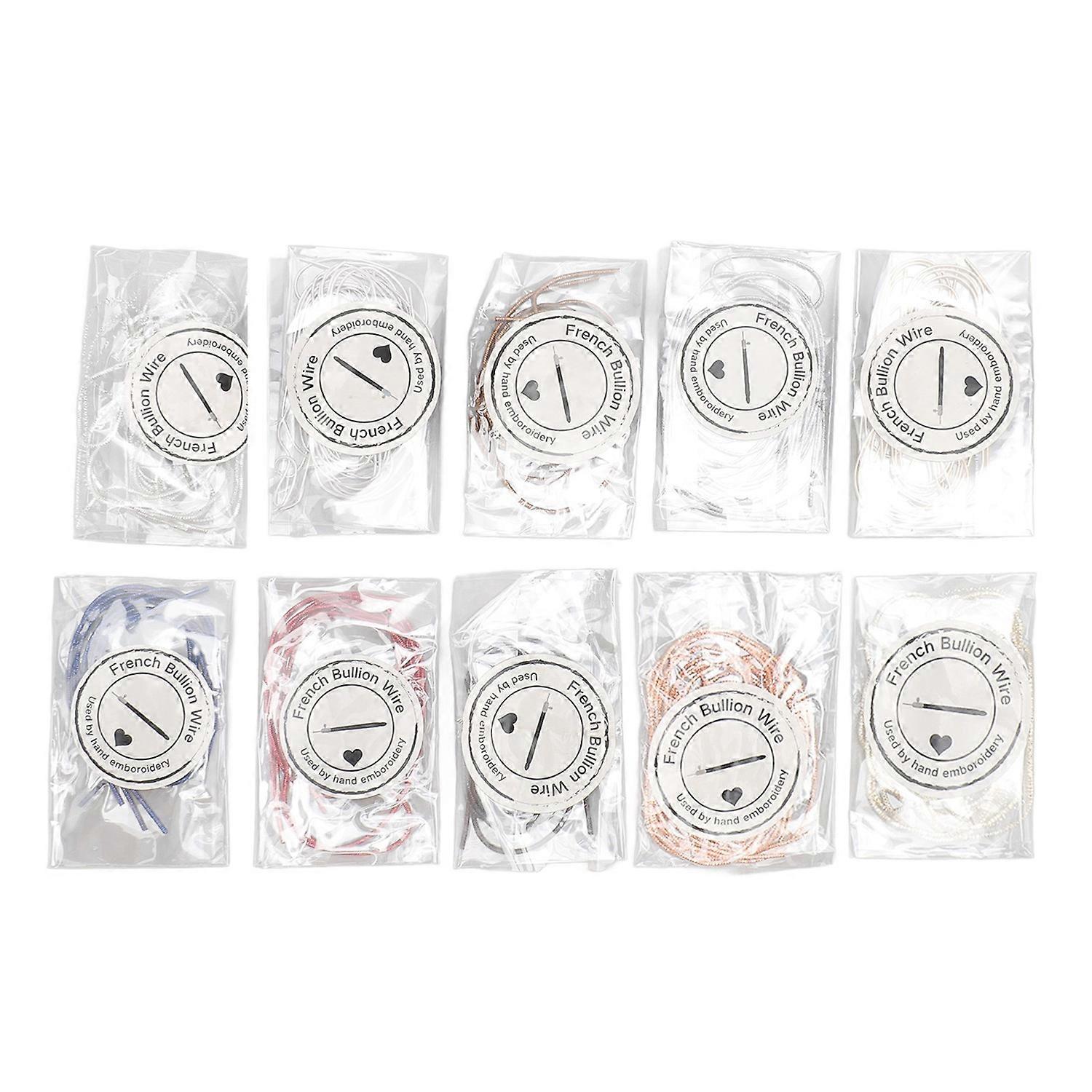 10 Packs Metallic Embroidery Thread DIY Multi Colors Glossy Diameter 1mm Embroidery Floss Kit for Ba