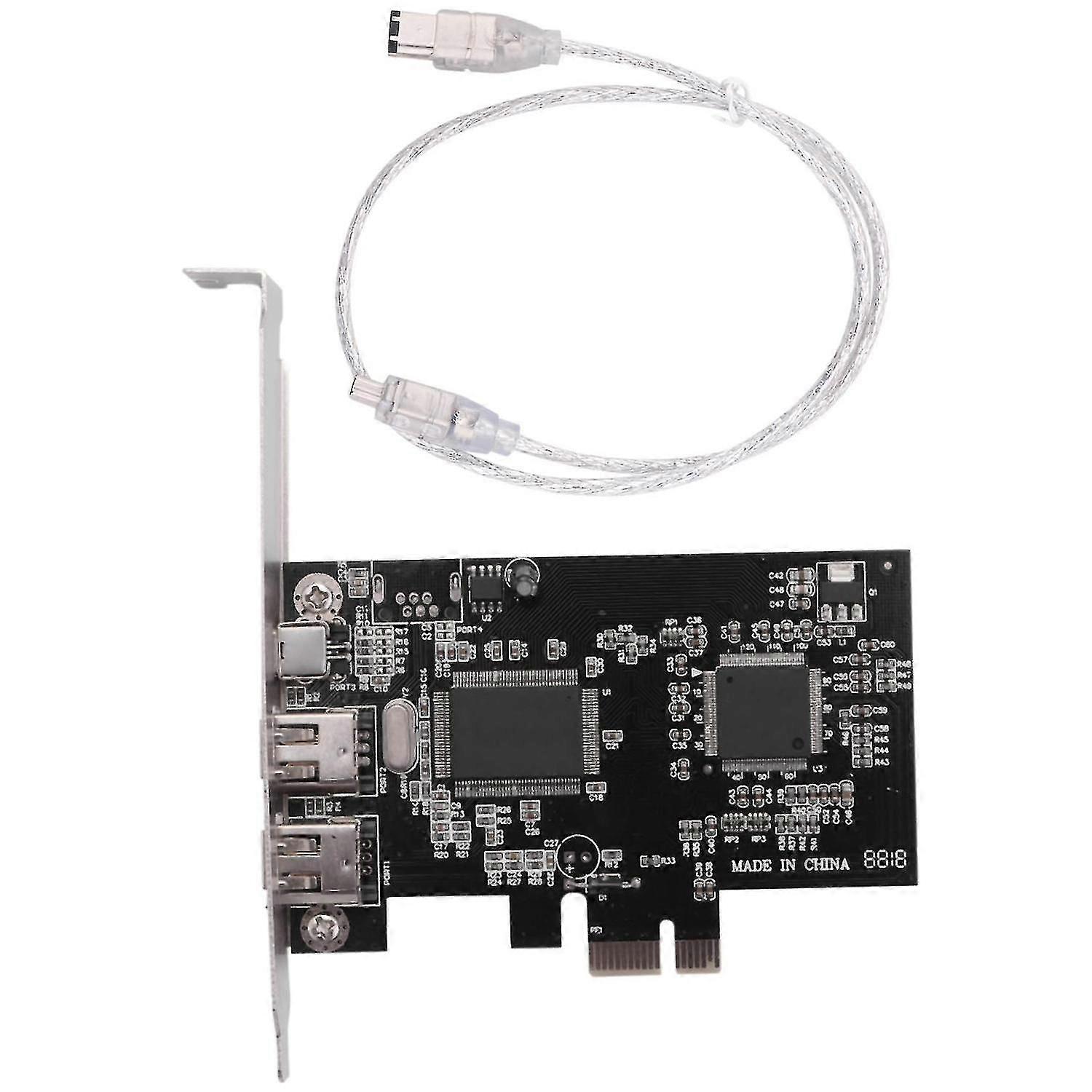 Pcie Firewire-kort for Windows 10, IEEE 1394 PCI-kontroller 4 porter (3 x 6 pin og 1 x 4 pin), firewire