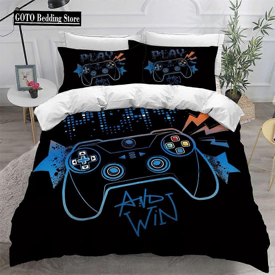 x544 Lençóis de Jogo Conjunto de Cama para Crianças e Meninos, Conjuntos de Capa de Edredão com Controlador de Alça, Twin, Full, , Conjunto de Quarto para jogos para adolescentes 3 Peças de Cama 