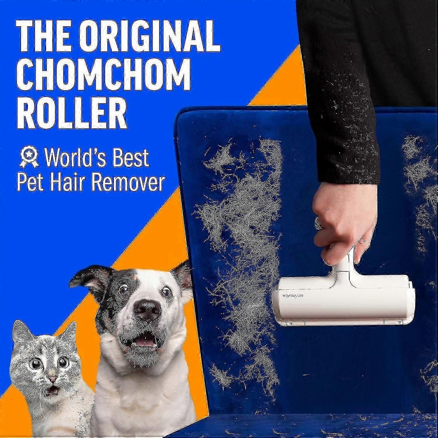 Chom Chom Roller מסיר שיער לחיות מחמד ורולר מוך רב פעמי - ChomChom מסיר שיער לחתולים וכלבים לרהיטים, ספה, שטיח, ביגוד ומצעים - Po