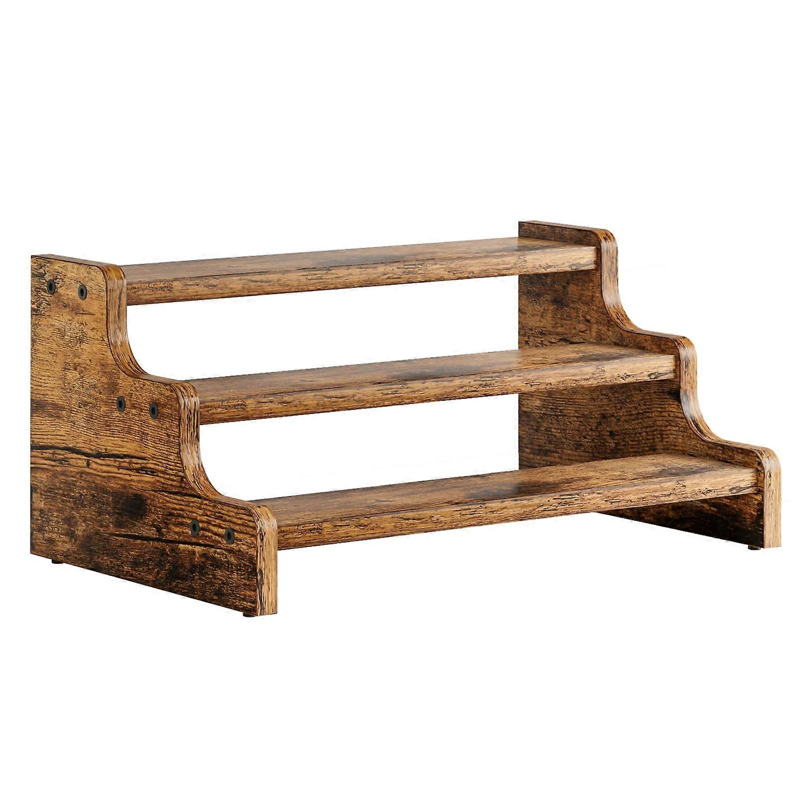 3-Tier Wood Spice Rack for Kitchen 13.8 Inch, Rustic Design, Space-Saving, Easy Assembly, Organizer for Spices and Seasonings