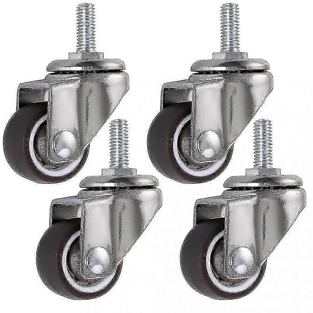4 Pcs Swivel Wheel, 25mm Stem Furniture Casters In M615, Rubber Swivel Castors, For Carts, Trolley, Cot, Cabinet, Table, Loading BWX