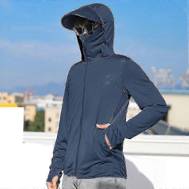 Upf 50+ الأشعة فوق البنفسجية الشمس معاطف الجلد الرجال خفيفة للغاية الملابس الرياضية مقنعين ملابس الصيد الجاف تي شيرت واقية من الشمس قمم