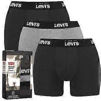 Conjunto de Boxer para Homens LEVI'S Cinza Mistura de Algodão Pacote com 3 Para Presente 