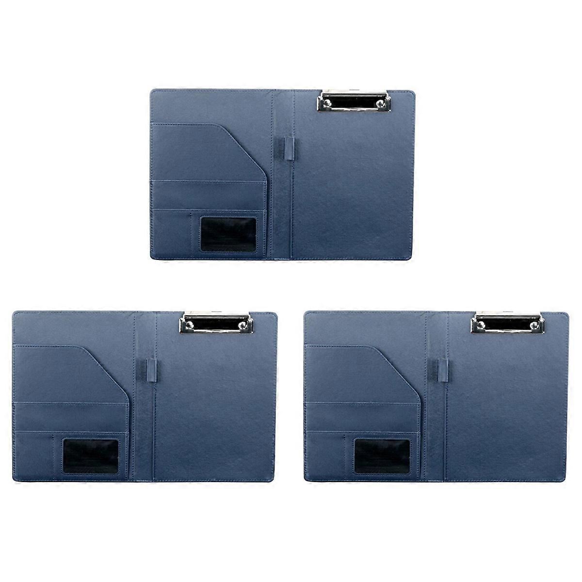 3X A5 Document Bag File Folder Clipboard Business Office Financial School Supplies (Blue)