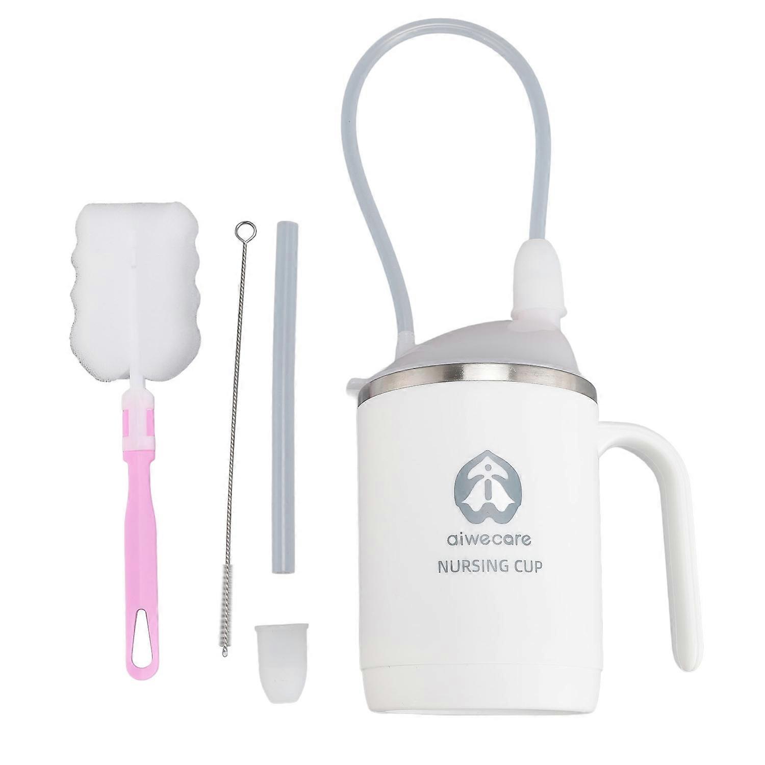 Convalescent Drinking Cup with Straw 450ml 304 Stainless Steel Silicone Rehabilitation Feeding Cup f