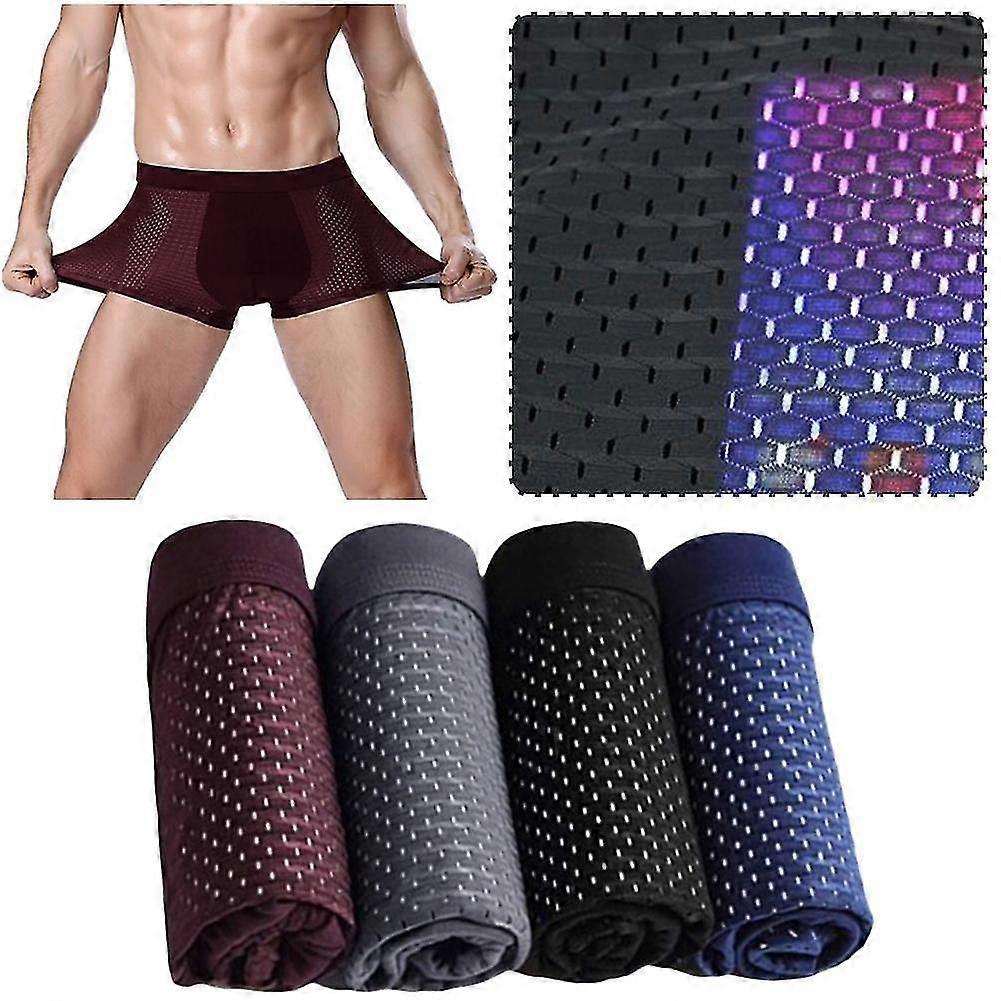 4x Boxer di bambù breve uomo in microfibra Boxer Slip biancheria intima compressione elasticizzata