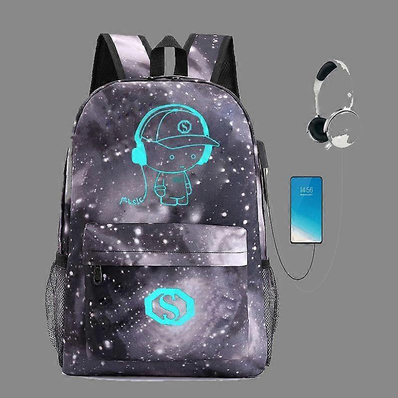 Skolryggsäck Skolväskor för flickor Pojkar Galaxy Luminous Ryggsäck Unisex med USB-laddningsport för skolan Lätt ryggsäck typ 2