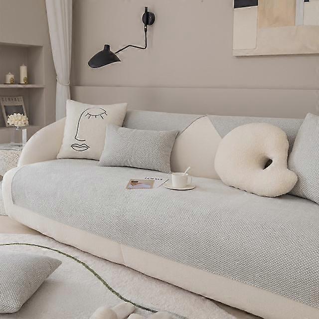Fabric Sofa Cover Cushion Four Seasons General Pure Color Non -Slip Simple Living Room Leather Sofa Cover Backrest Armrest Cloth