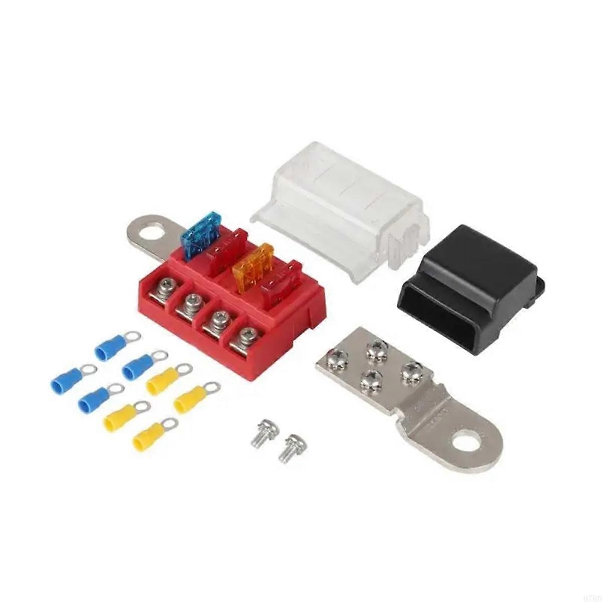 M10 100A 32V 4 Circuit Kit Blade Fuse Block Battery Terminal Mount Busbar Boating Equipment for Car Yacht Truck