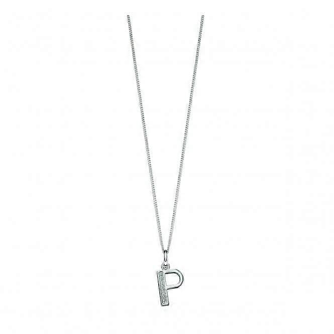 Beginnings Sterling Silver Art Deco Initial P Cubic Zirconia Pendant P4738C