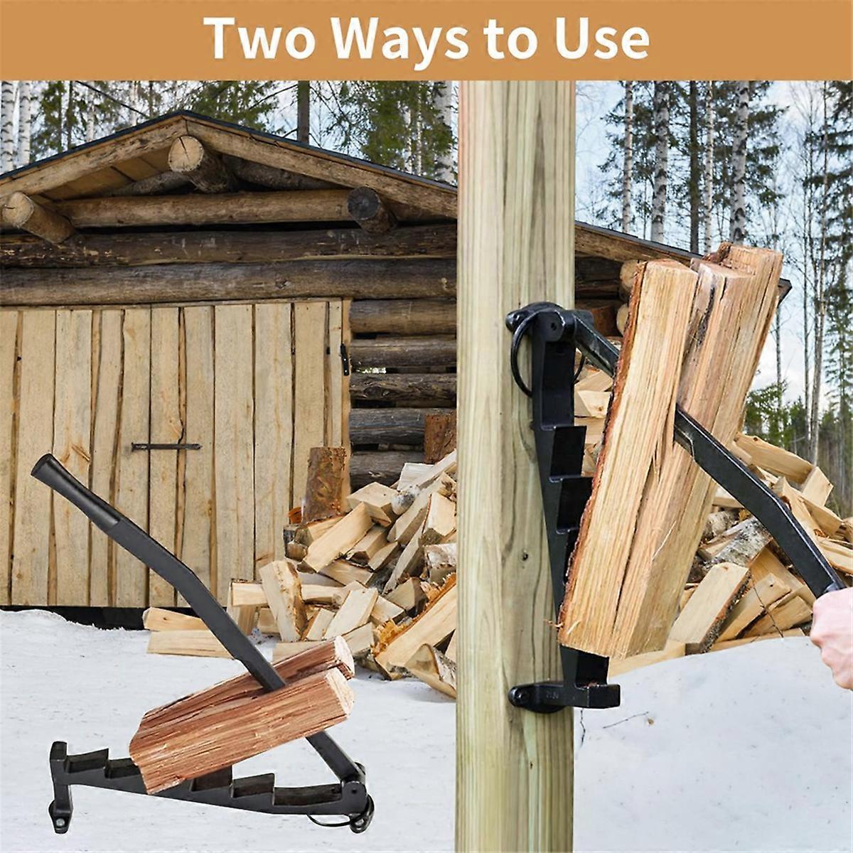 Kindling Splitter for Wood, Wall Mounted Log Splitter Manual Log Splitter in Carbon Steel Hand Log S