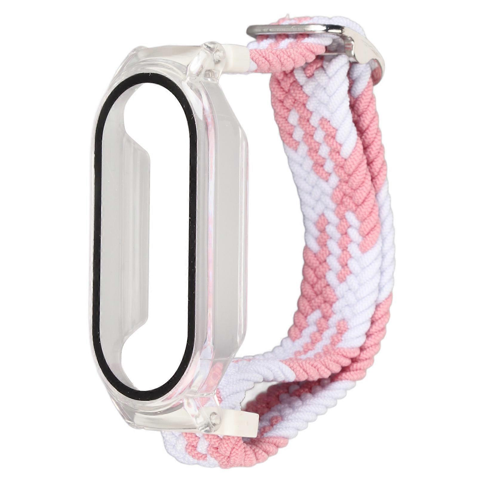 Soft Nylon Braided Strap with Transparent Bumper Case for Mi Band 7