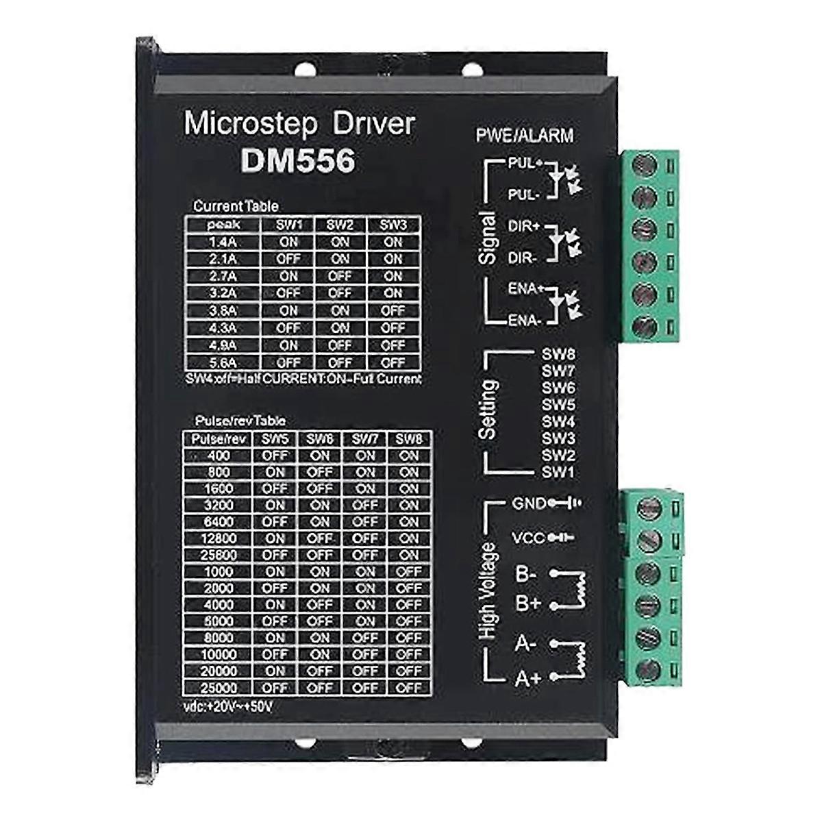DM556 CNC Digital Stepper Motor Driver 2-Phase Stepper Motor Driver 20-50V DC Max 5.6A 128 Subdivisi