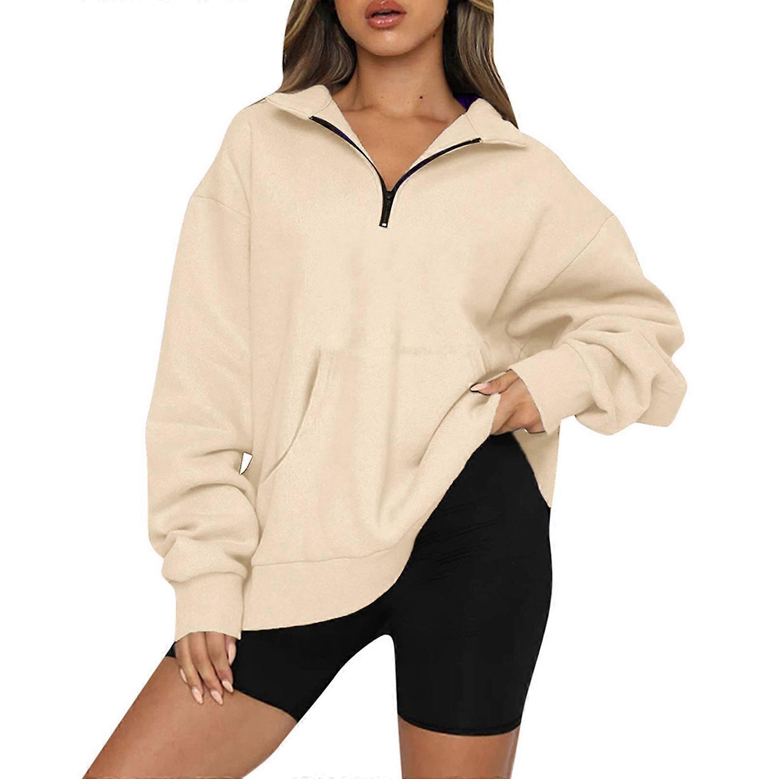Women Oversized Sweatshirt 1/4 Long Sleeve Sweater Shirts Casual