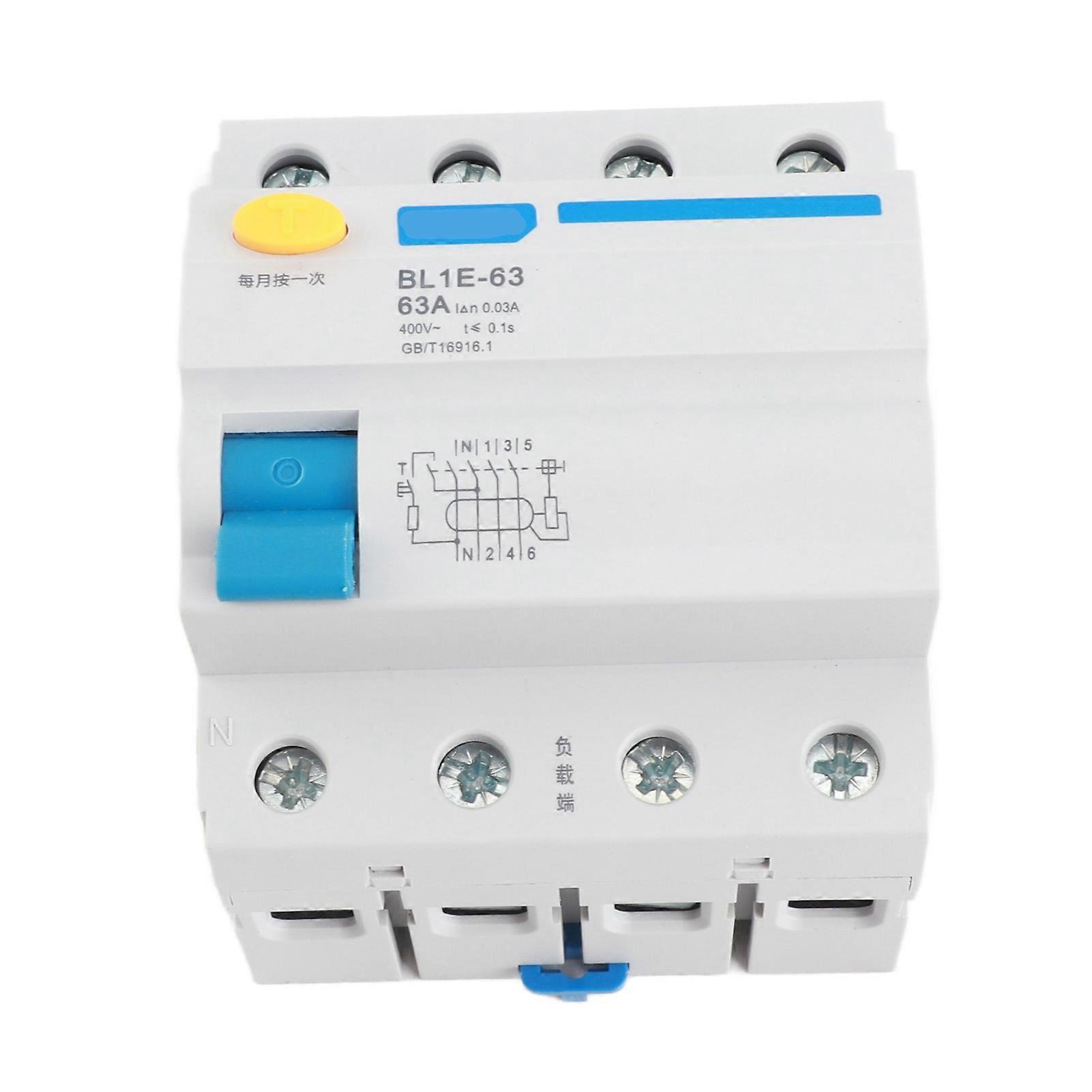 Current Circuit Breaker, BL1E-63 3P+N 63A RCCB Residual Current Circuit Breaker 230V 30mA for Household,Engineering,Network Transformation, etc