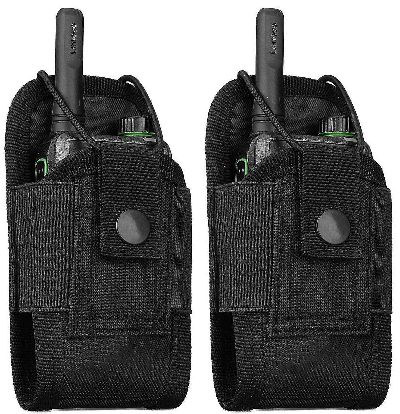 Molle Radio Holder Walkie Talkie Pouch Case for Duty Radio Belt Holster Tactical Hunting Intercom Bag (Black-2 Pack)