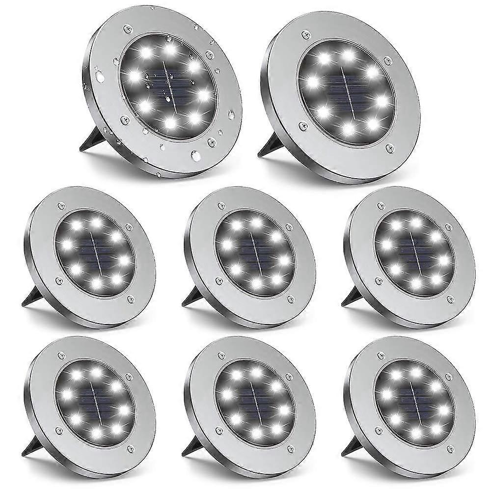 ZGWJ solar solar floor lights, 8 led disk upgraded lights open garden lights for white landscape
