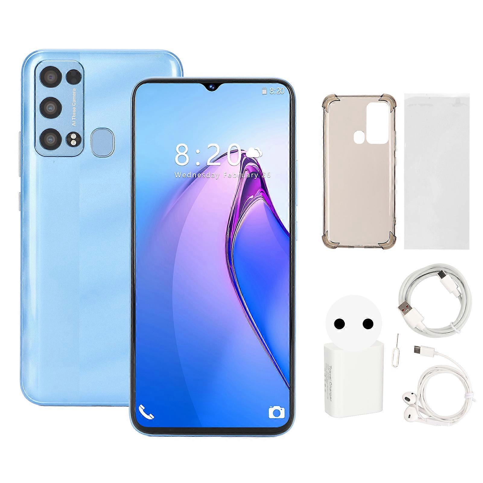 6.54" 4G Smartphone, 12GB+256GB, Android 12, 6800mAh, Face Unlock, Blue, EU Plug