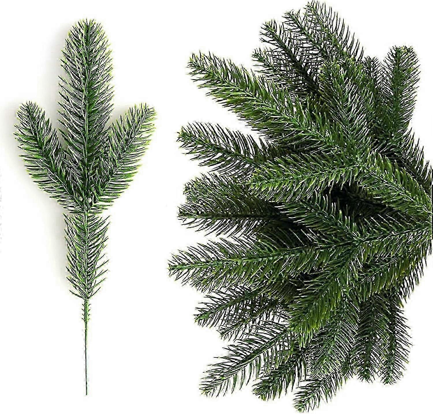 10Pcs Artificial Pine Branches - Green Leaves Needle Christmas Tree Branches for Wreath Making Supplies, Fake Greenery Pine Pick Branches for Garland