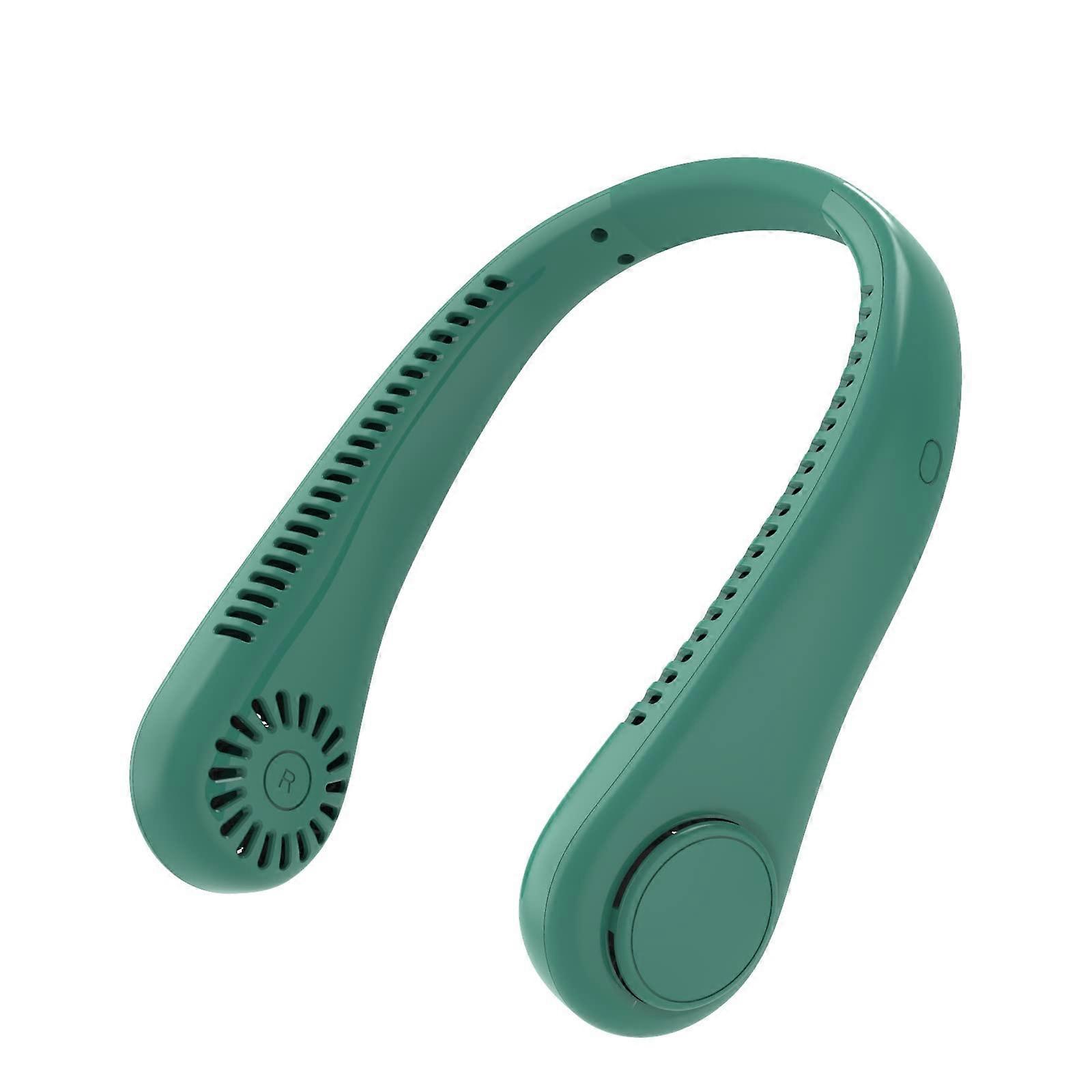 DreamsCT Neck fan, Hands Free USB Rechargeable, Leafless Mini Fan, 3 Speeds, 360° Surrounding Airflow, Green