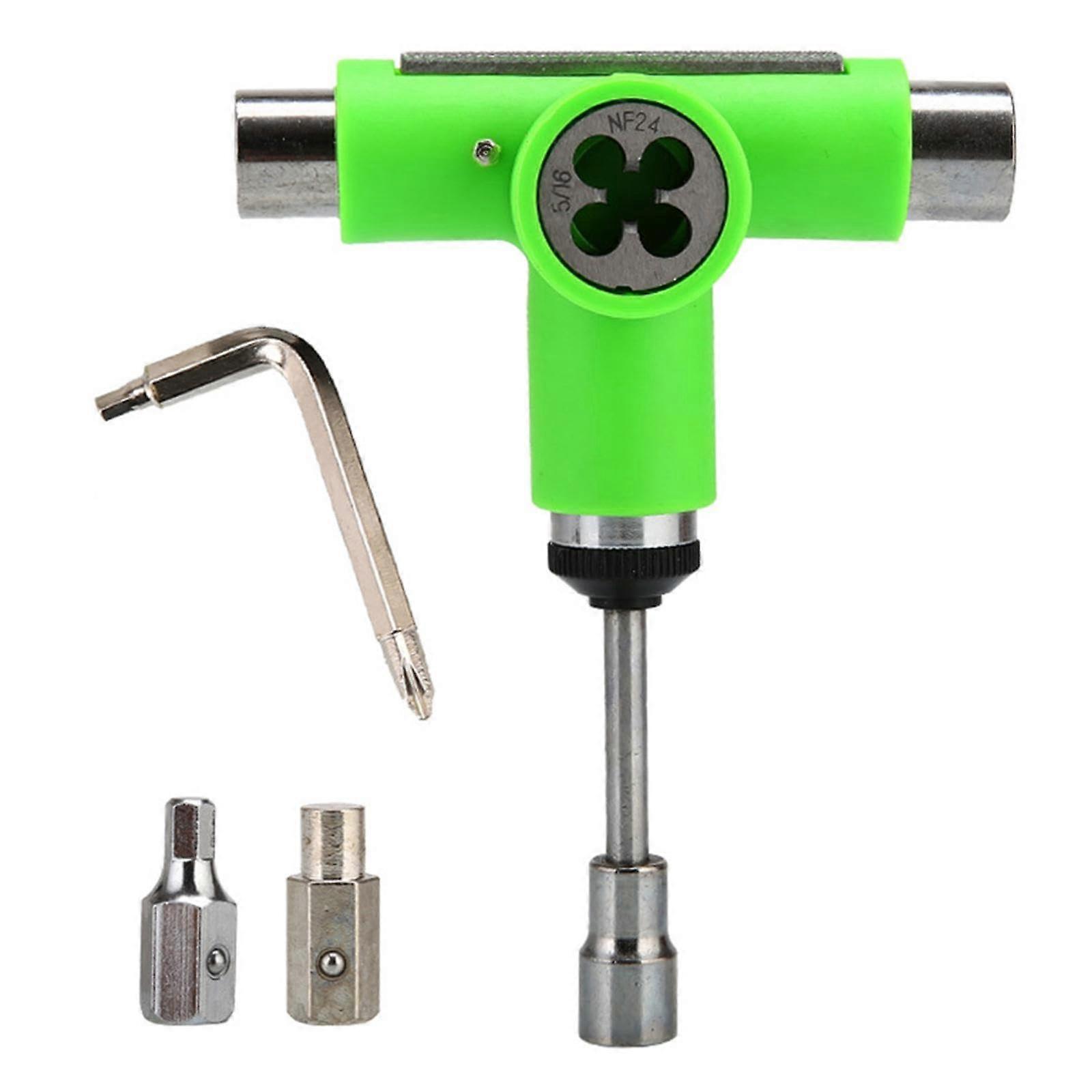 Multi-Function Skateboard Tools Kit, All-in-One Skate Tool with T Wrench, Hexagon Wrench, and Bearing Disassembly for Longboards