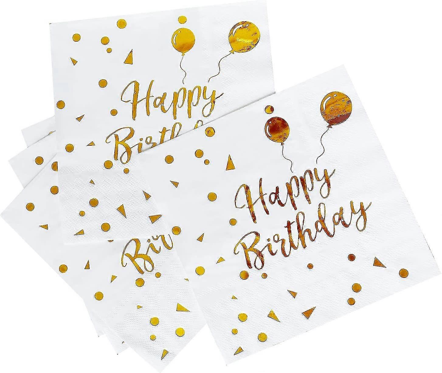 Tovaglioli d'oro di buon compleanno 50 pezzi, tovaglioli di carta usa e getta a 3 strati per la cena di anniversario