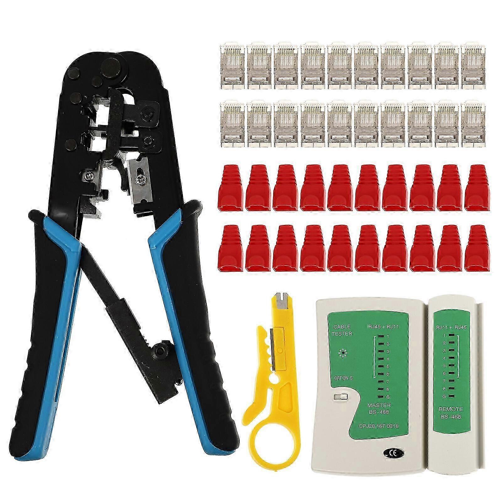 1 Set RJ45 Crimp Tool Multipurpose Cat6 RJ45 Crimper RJ45 Connector And Cover