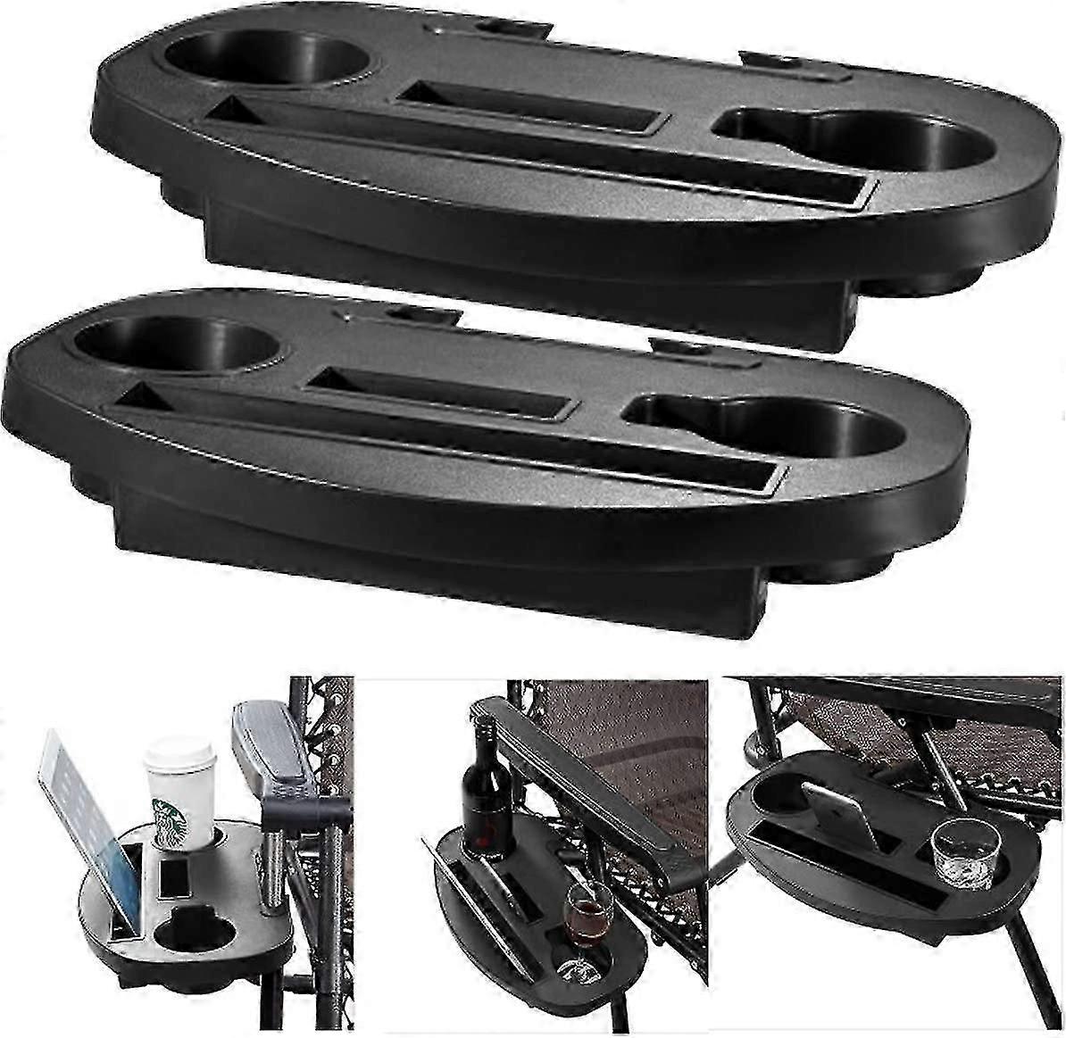 クリップオンサイドテーブルトレイ 2個 ゼログラビティサンラウンジャー/キャンプチェア 屋外ガーデンビーチ収納用