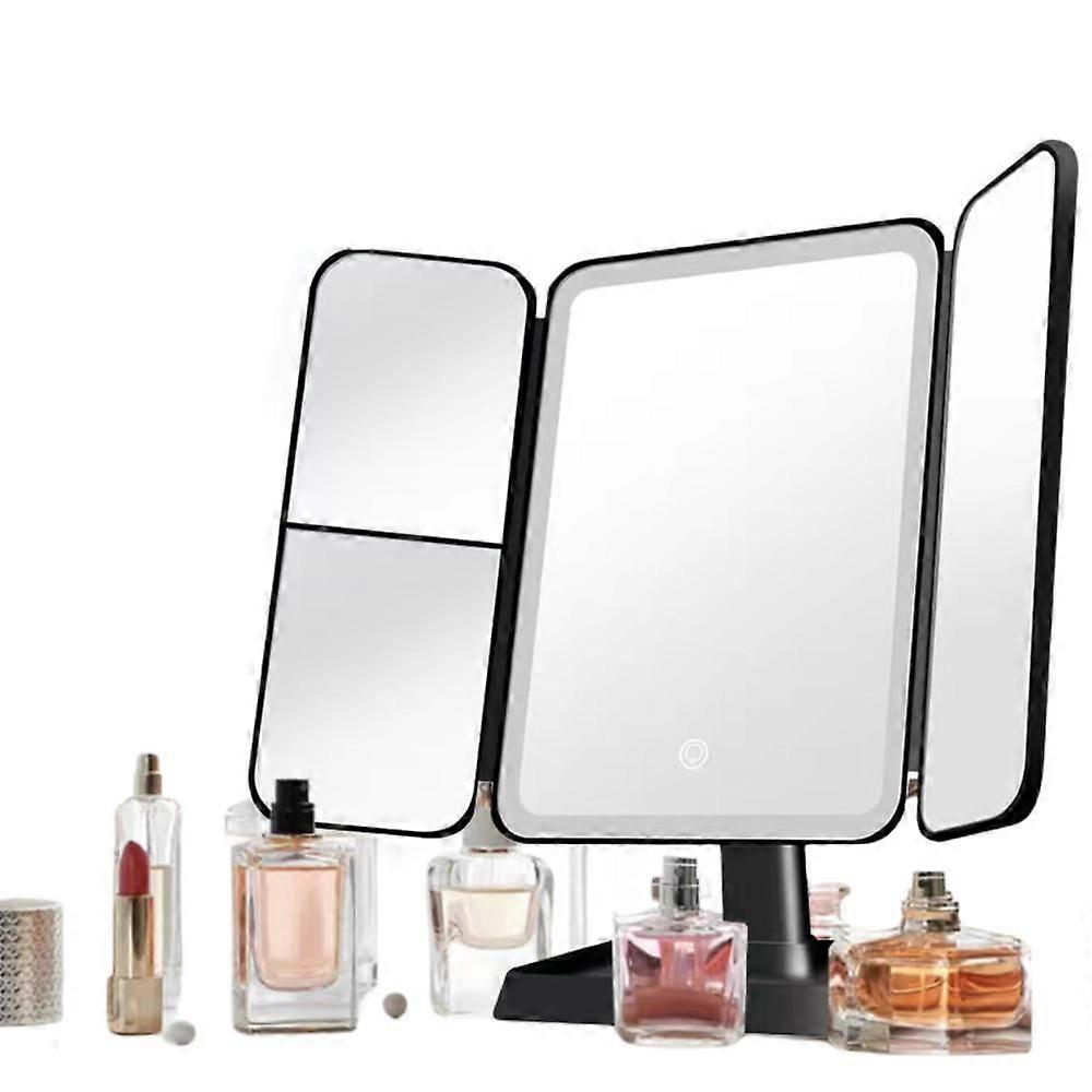Vanity Makeup Mirror with Lights3Color Lighting Modes52LED Trifold Mirror,Touch Control Design, 2x/3x Magnification, Portable High Definition Cosmetic
