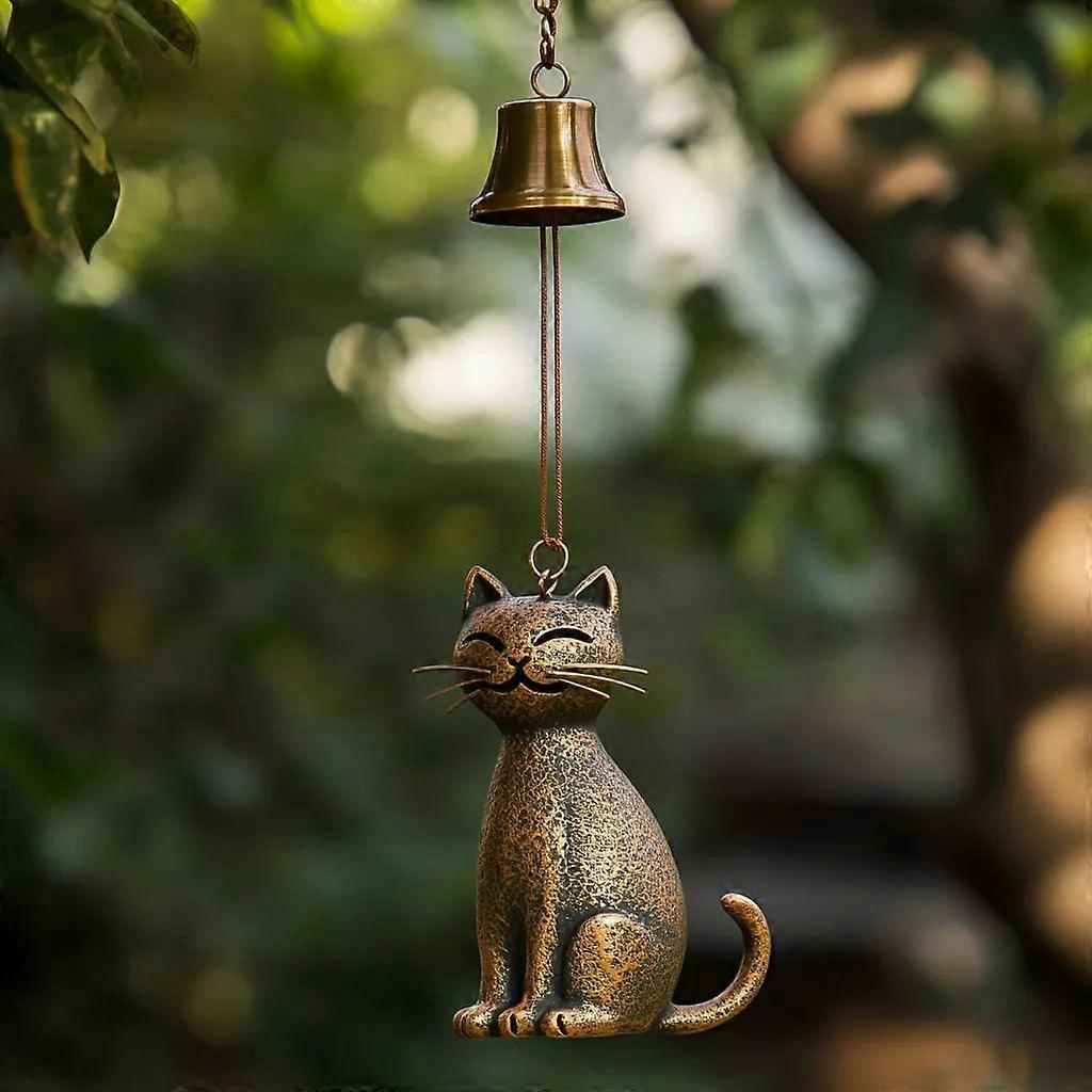 Cat Wind Chime 2025 Νέο μοναδικό Cat Garden Decor Outdoor Cat Statue Wind Chimes for Cat Lovers Hanging Memorial Ornaments Windchimes Bell Outside Yard