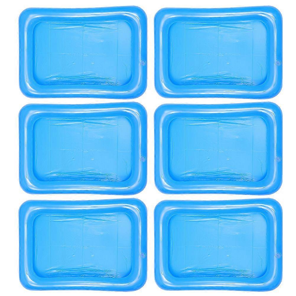 6Pcs Ice Food Serving Trays Inflatable Serving Holders (Transparent Blue)