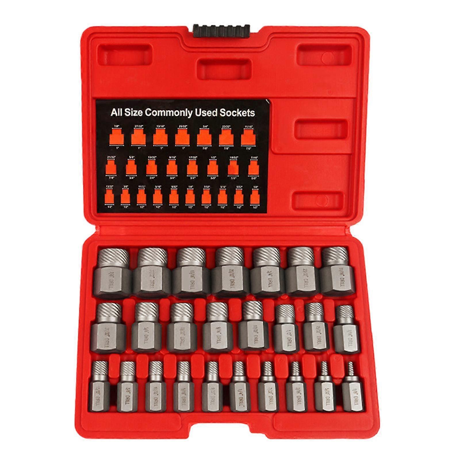 25Pcs Damaged Screw Extractor Set Drill Bit Accessory Professional Hex Head