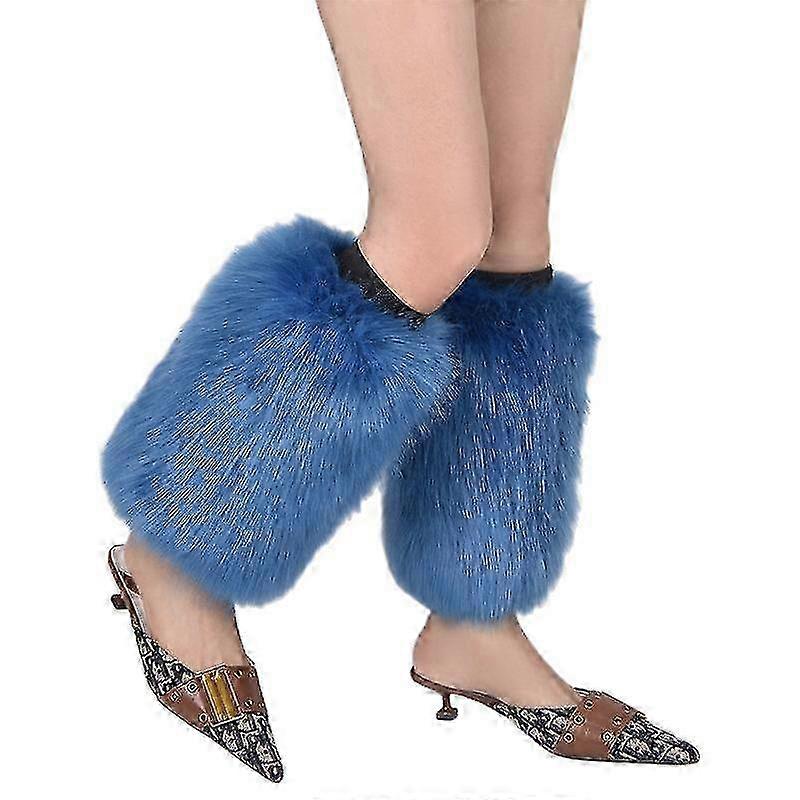 Calentadores de piernas de piel sintética peluda Tacones de piel Botas largas Cubierta del puño 25 cm / 35 cm / 45 cm-45 cm-COLOR 7